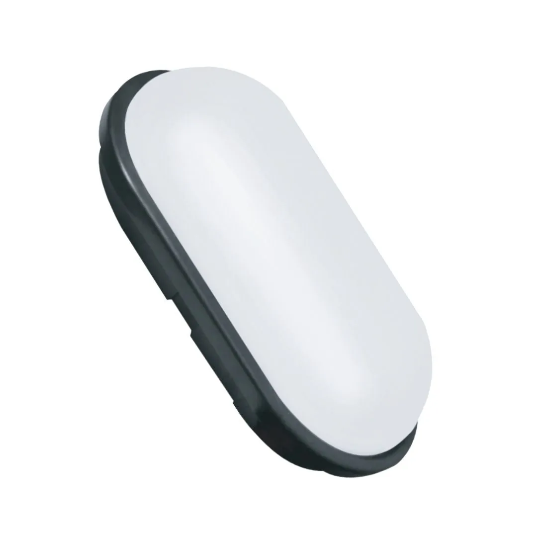 15W IP54 Black Oval LED Ceiling Light – Surface Mounted Bulkhead Light