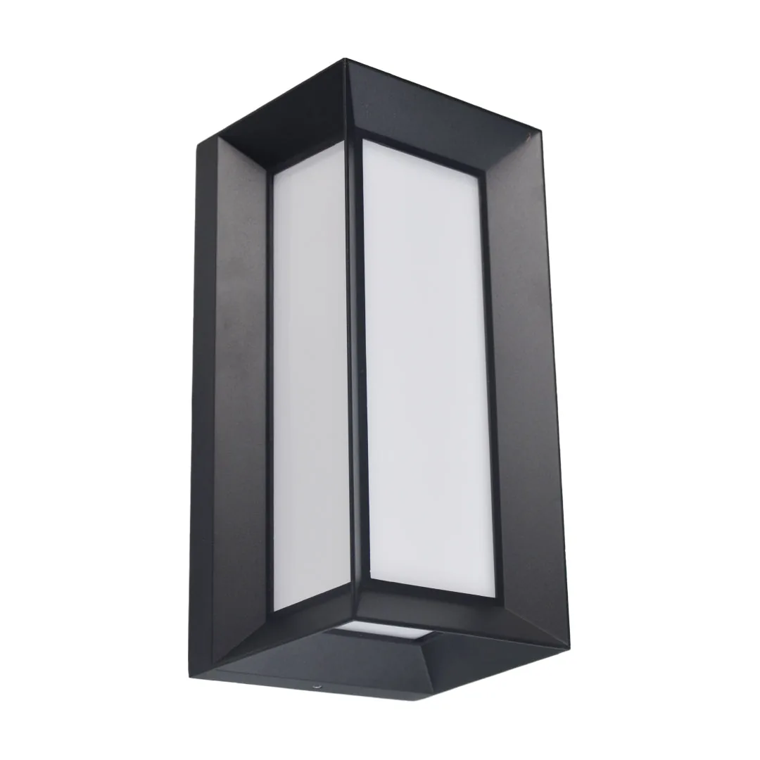 Black Aluminium Wall Light – IP65, Angular Lantern Style