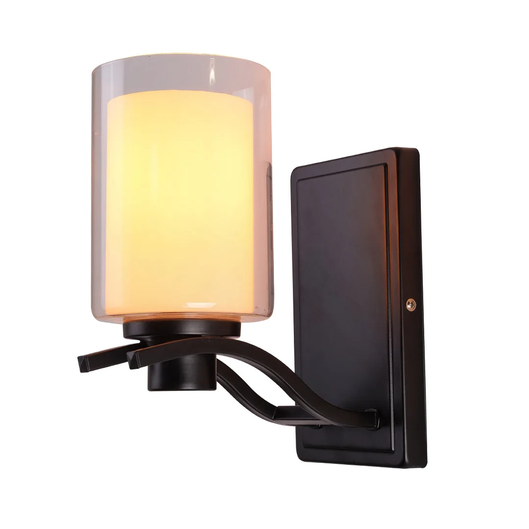 Black Cylindrical Glass Wall Light