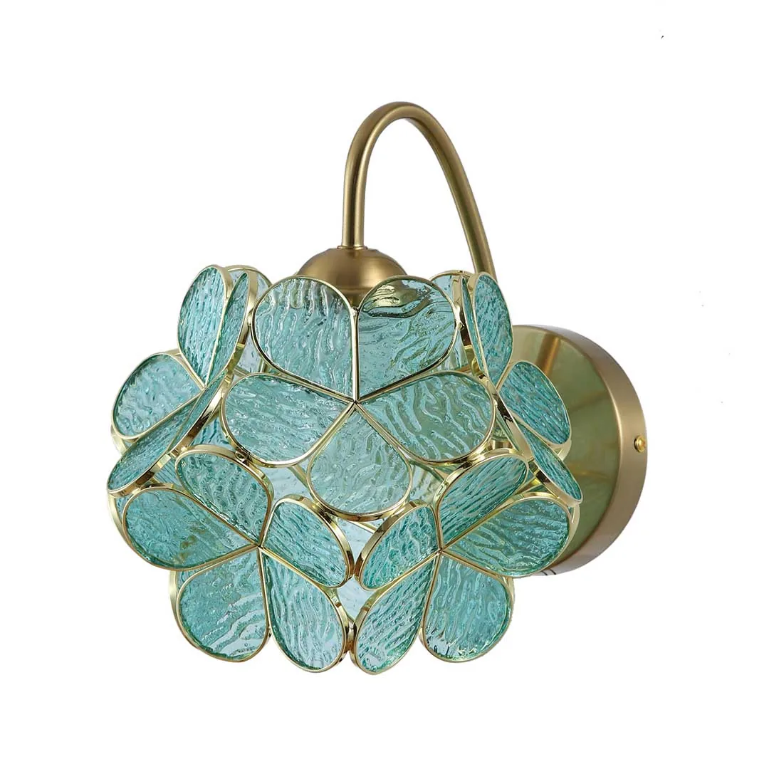 Blossom Luxe Gold & Aqua Wall Light
