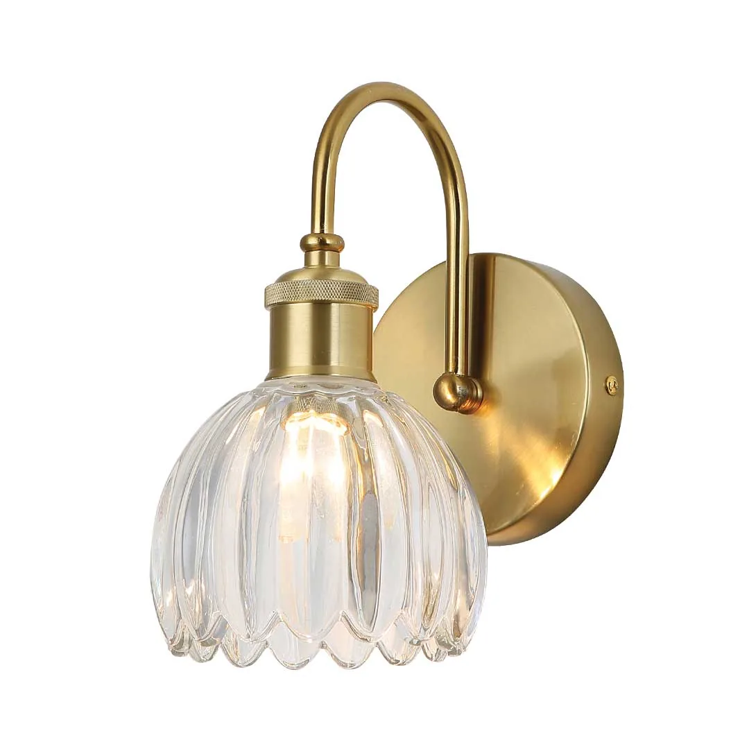 Crystal Dome Ribbed Glass Wall Light