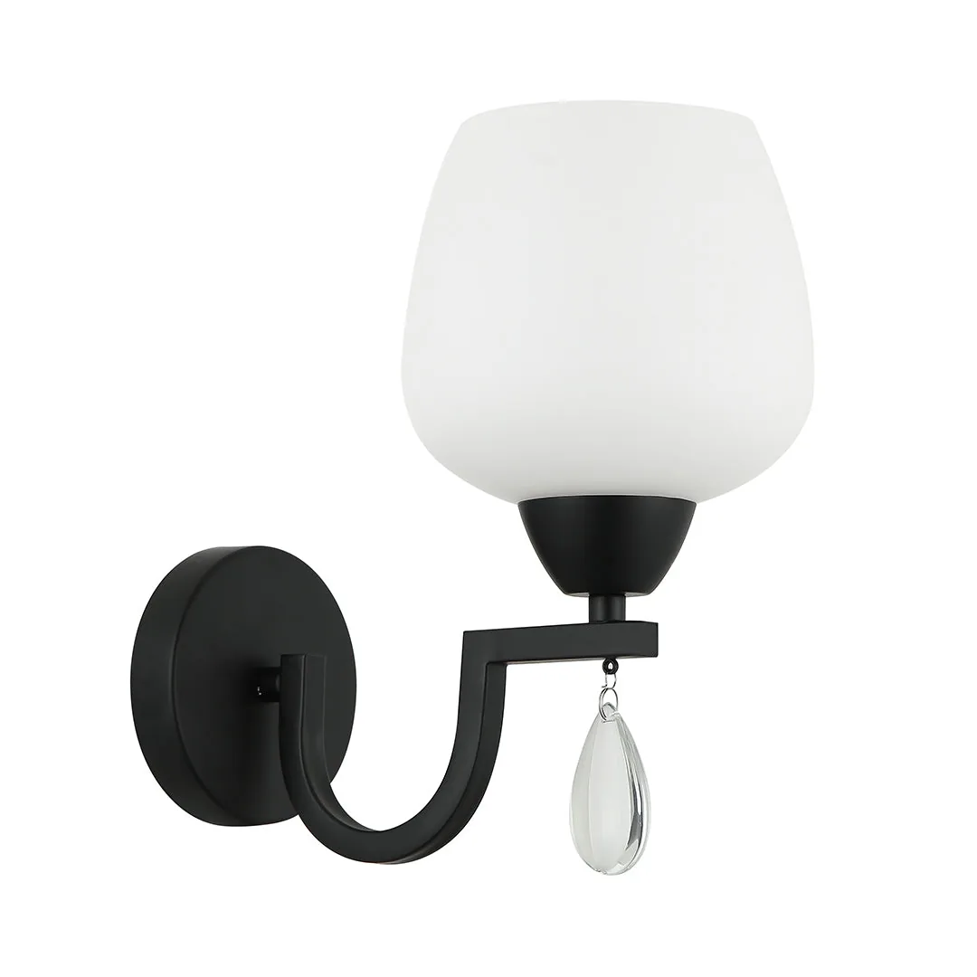 Decorative Wall Lamp – Black & White, E27 Base, Iron & Glass Build