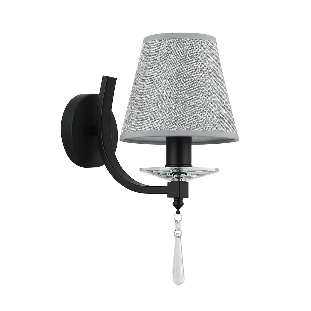 Elegant Black/Grey Wall Lamp with Fabric Shade