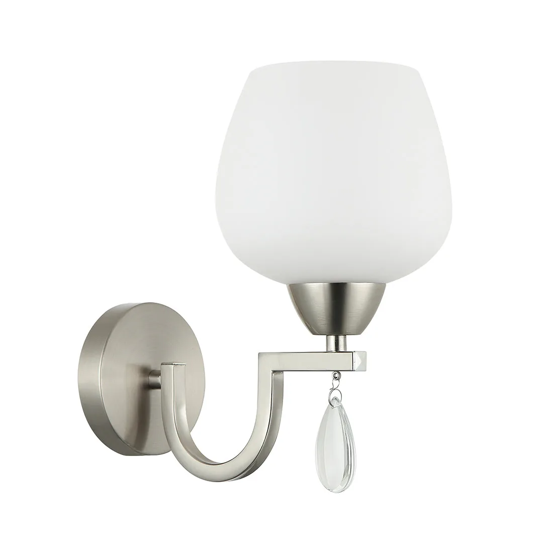 Elegant Silver Wall Lamp with Frosted Glass Shade