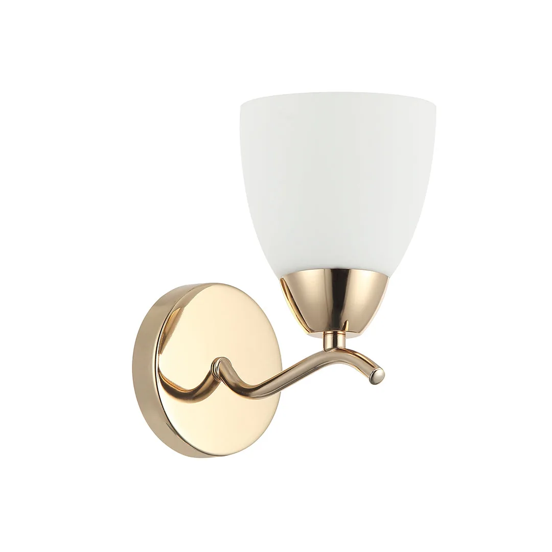 Golden Accent Wall Light with Frosted Glass Shade
