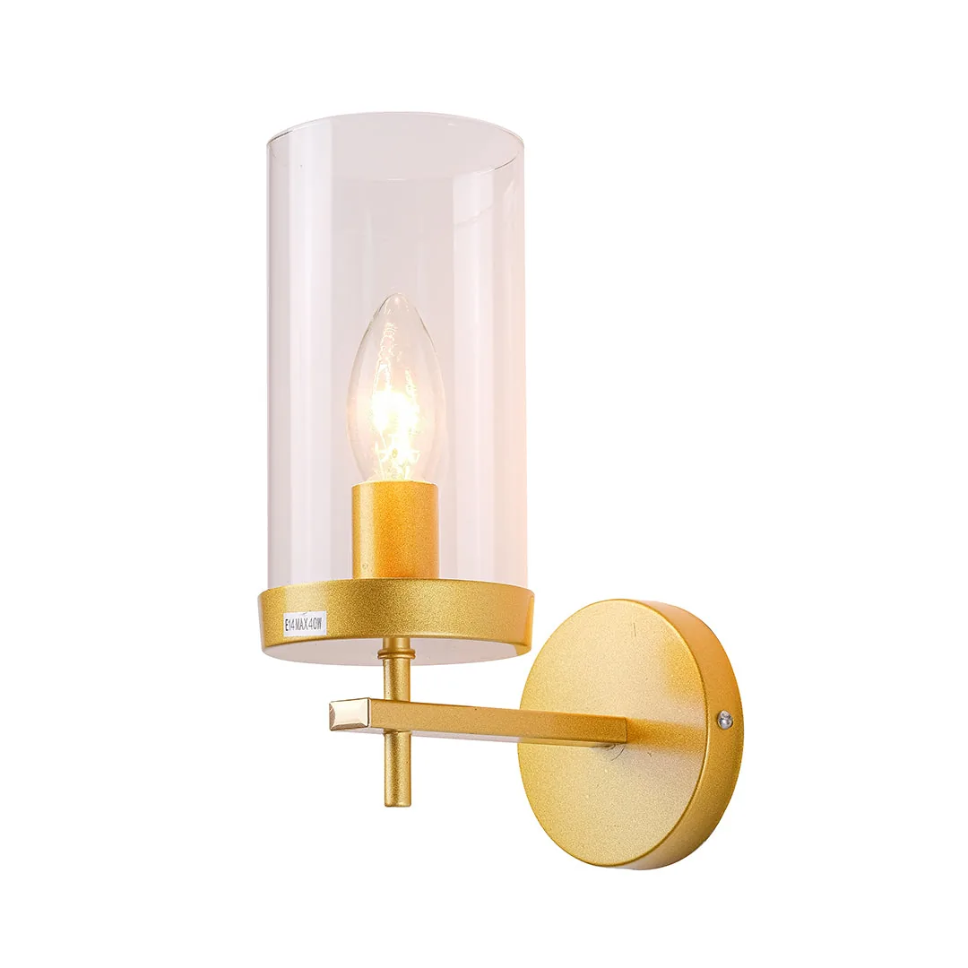Golden Clear Glass Wall Light