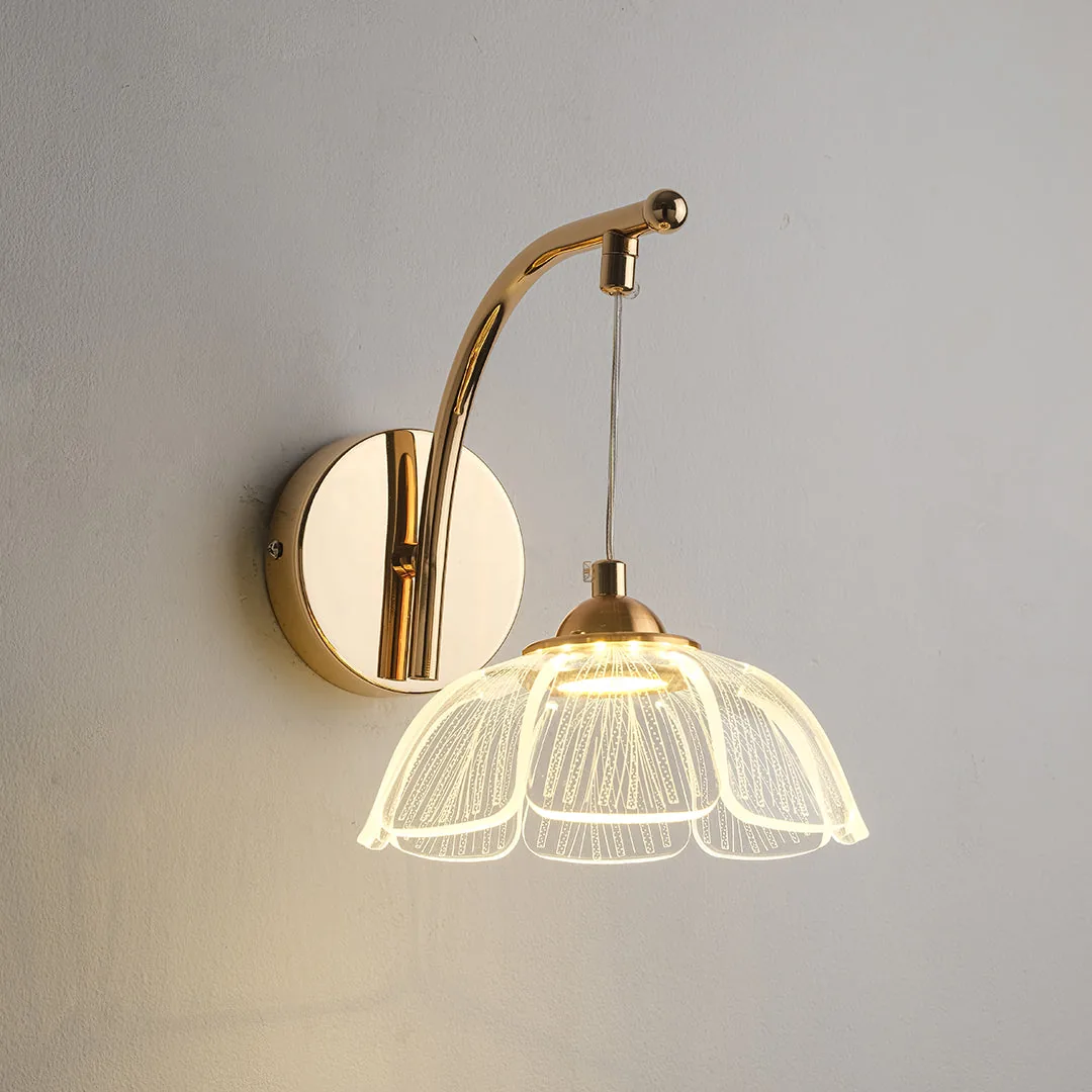 Golden Curve Wall Light with Clear Acrylic Shade