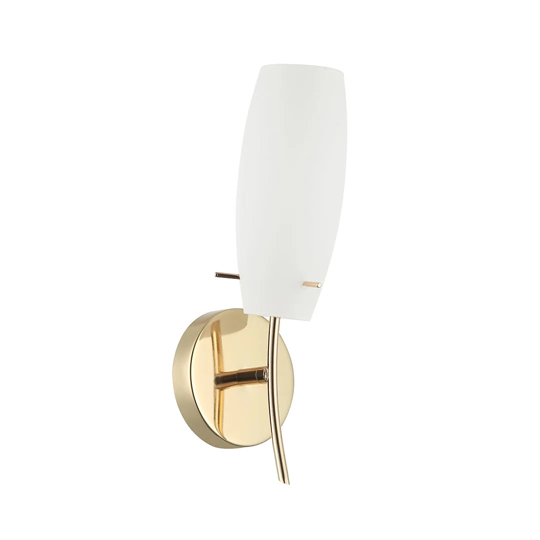 Golden Wall Lamp with White Glass Shade – E14, Iron & Glass