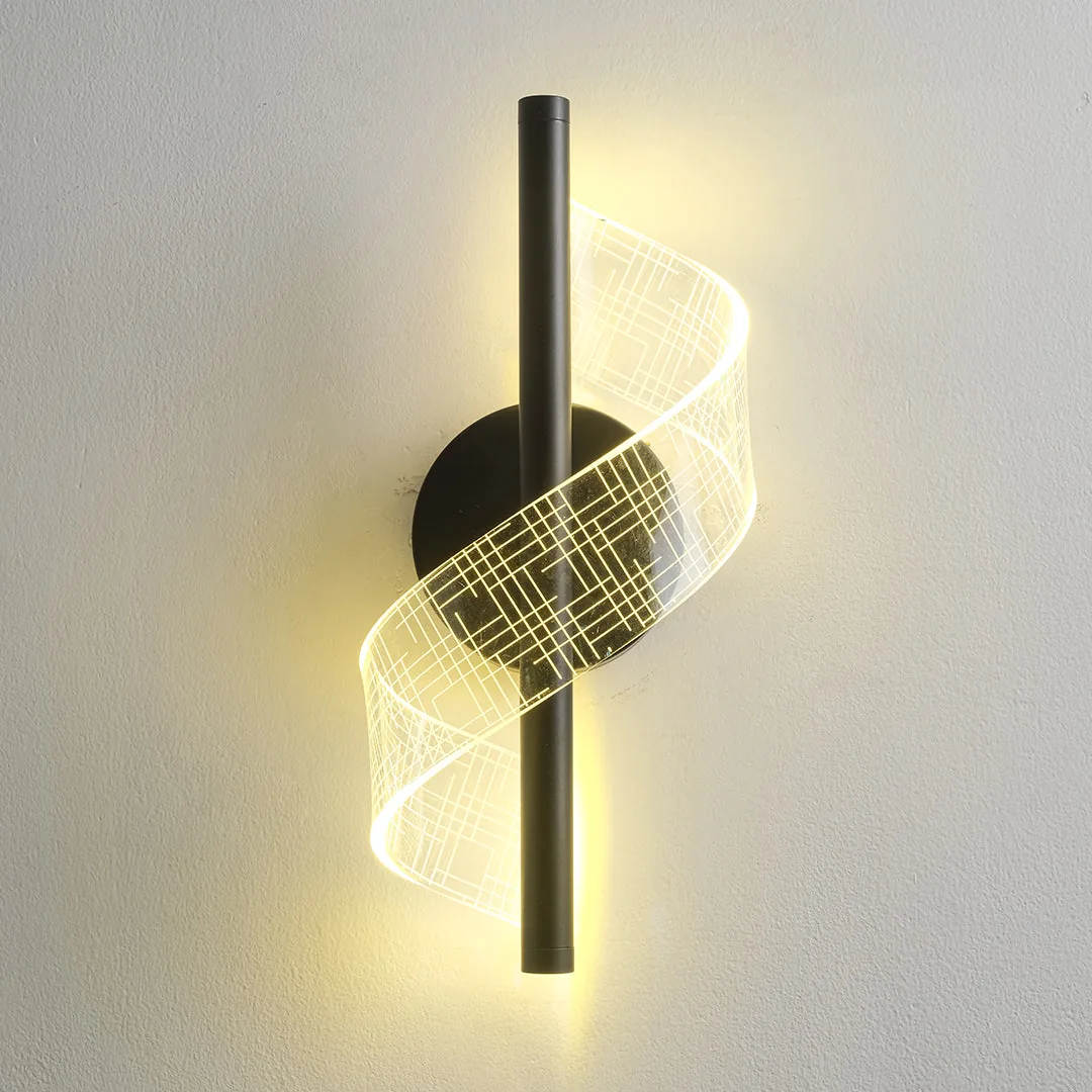 Modern Black Vertical Wall Light with Crystal-Clear Center – 6W LED