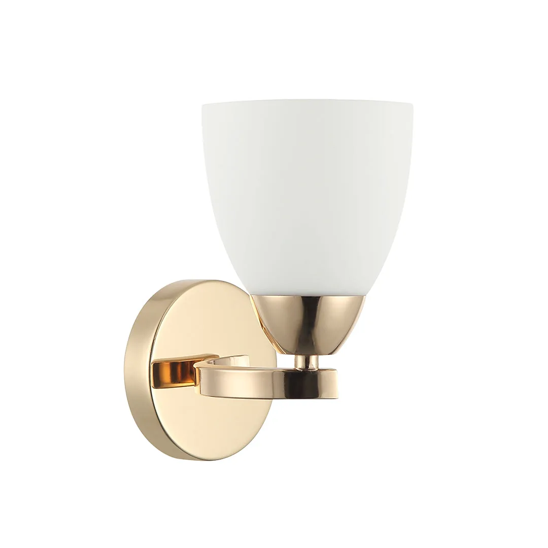 Modern Golden Wall Light with Frosted Glass Shade