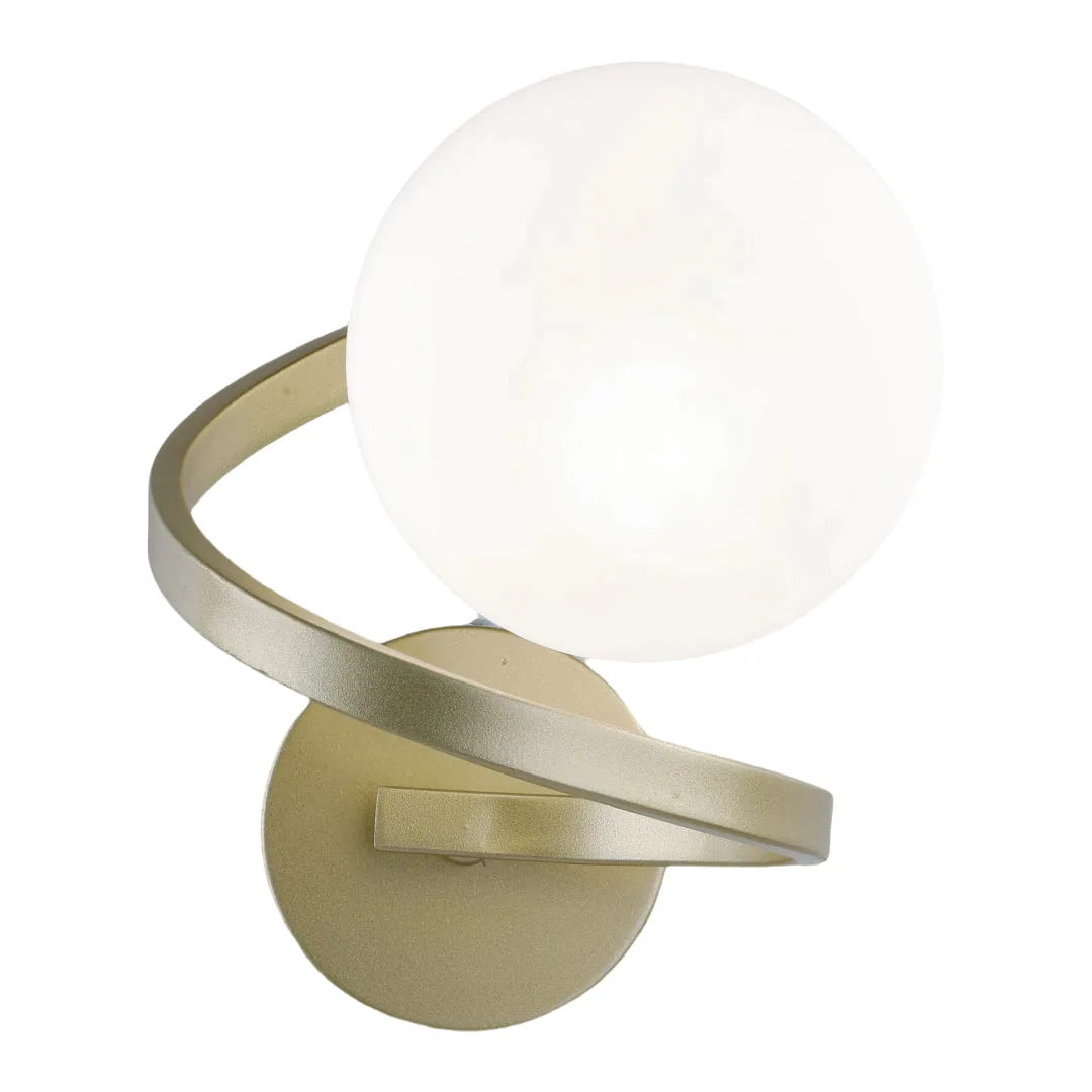 Modern Wall Light – Frosted Globe with Golden Ring Accent