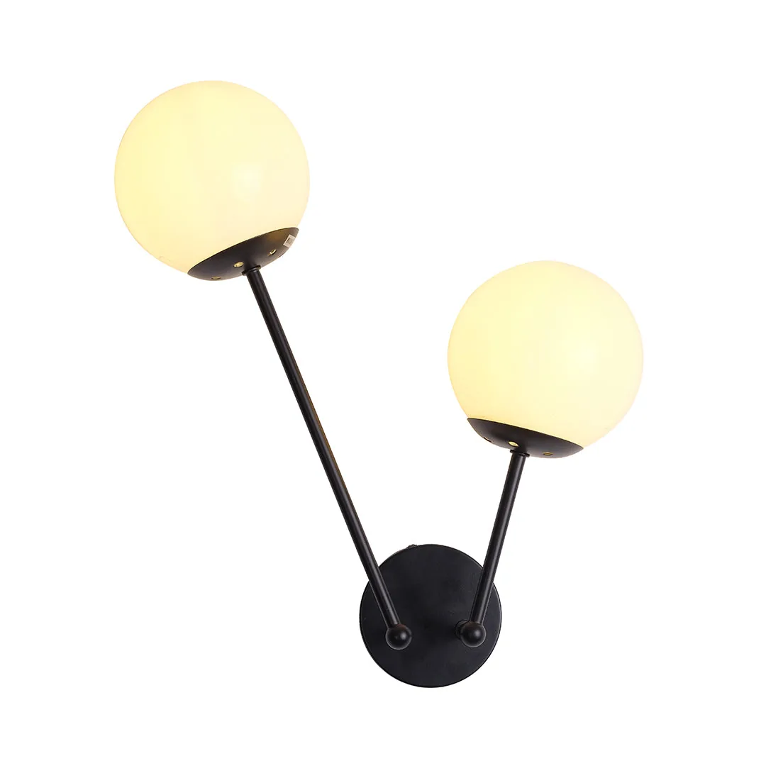 Twin Globe Wall Fixture with Black Modern Frame
