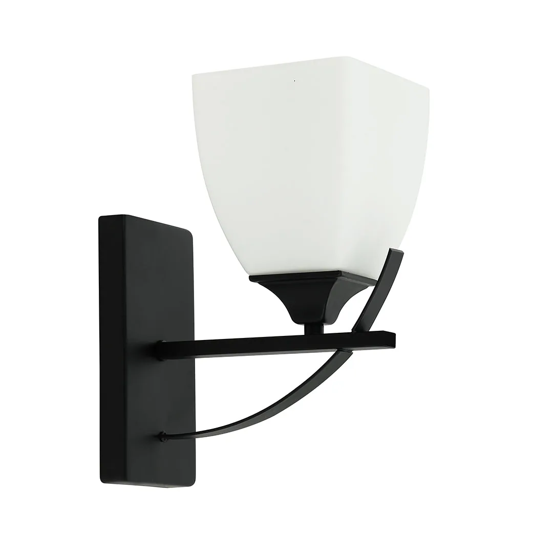 Wall Lamp – Modern Black/White Iron Frame with Frosted Glass Shade