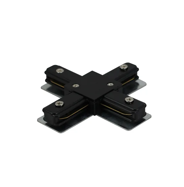 Track Light Connector – Black 4-Way X-Type, 2-Wire