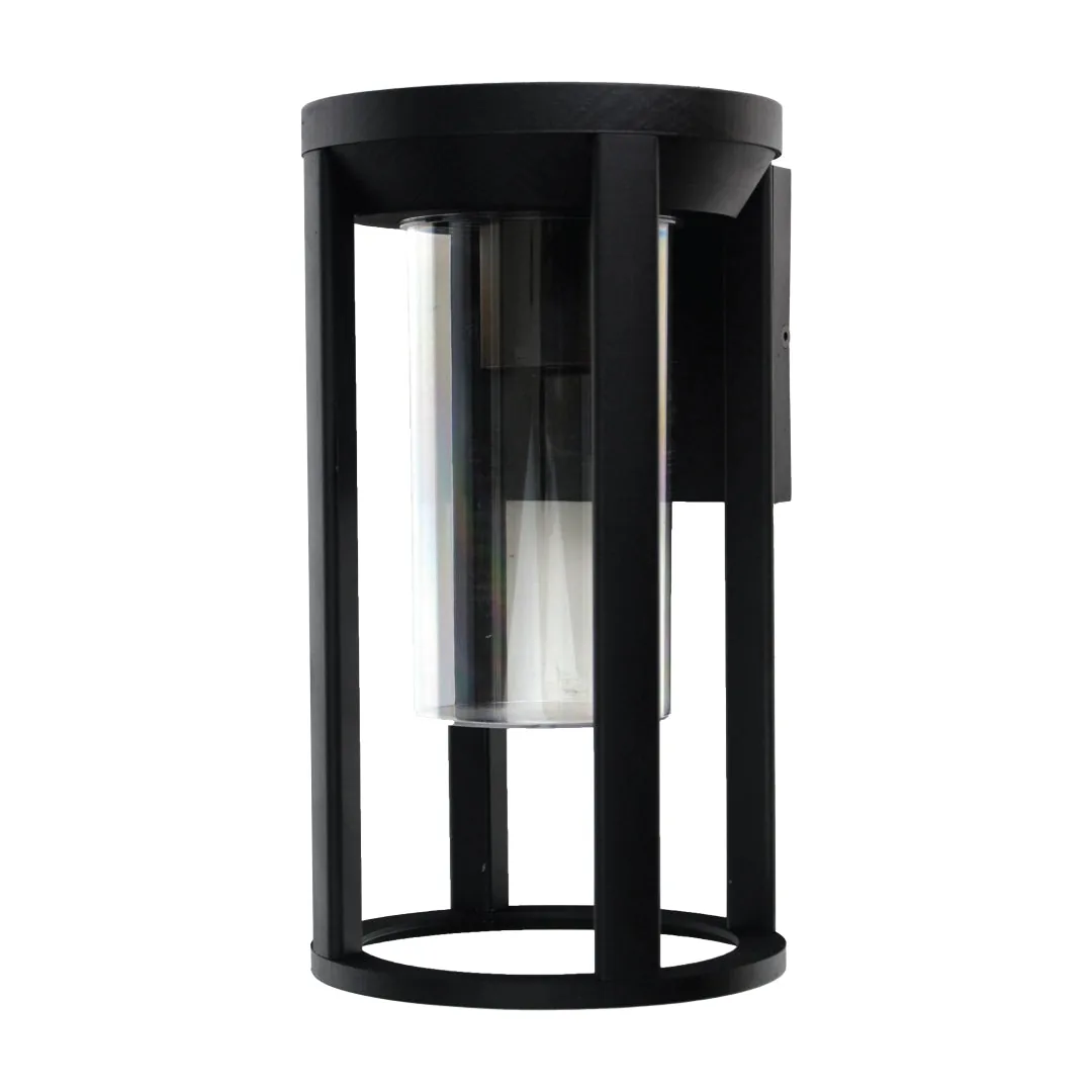 Modern Cylinder Outdoor Wall Light – E27 IP44 Black