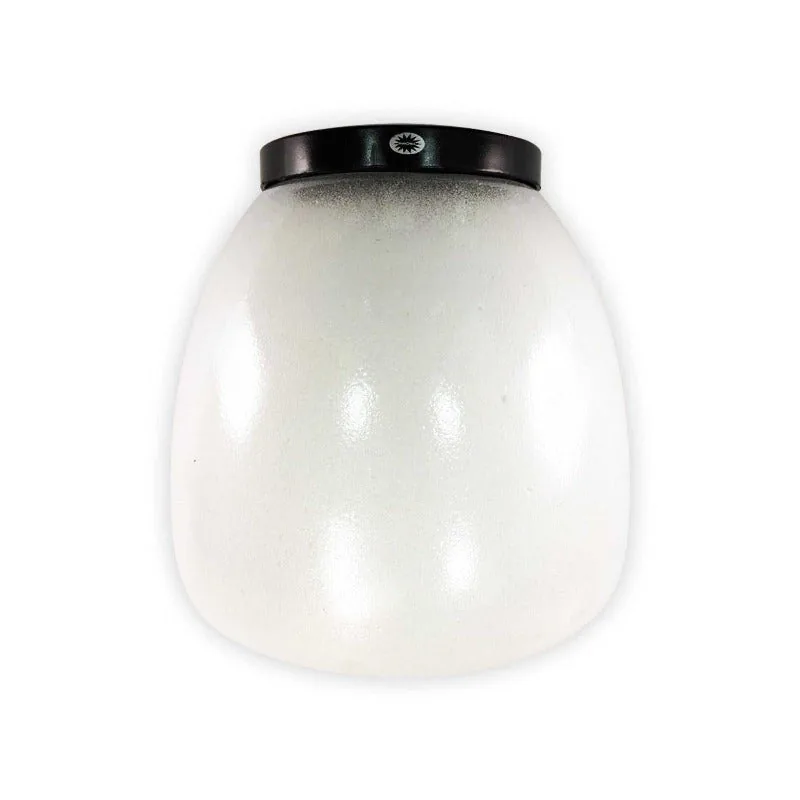 White Metal and Sandblasted Glass Ceiling Light