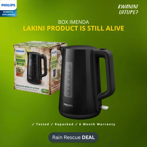 Philips Electric Kettle 1.7L HD9318/21 – Black Plastic Rain Rescue Edition