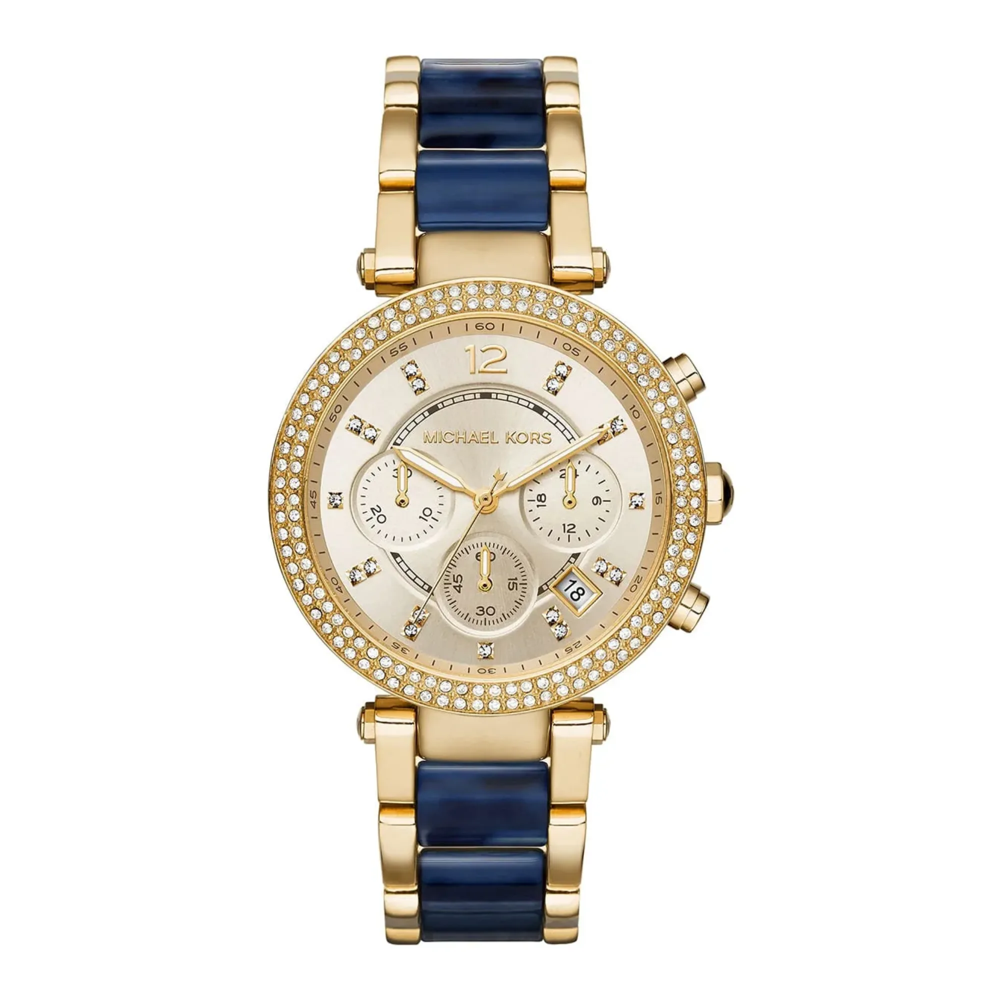 Michael Kors Parker Women's Gold-Tone & Navy Pavé Watch 39mm MK6238