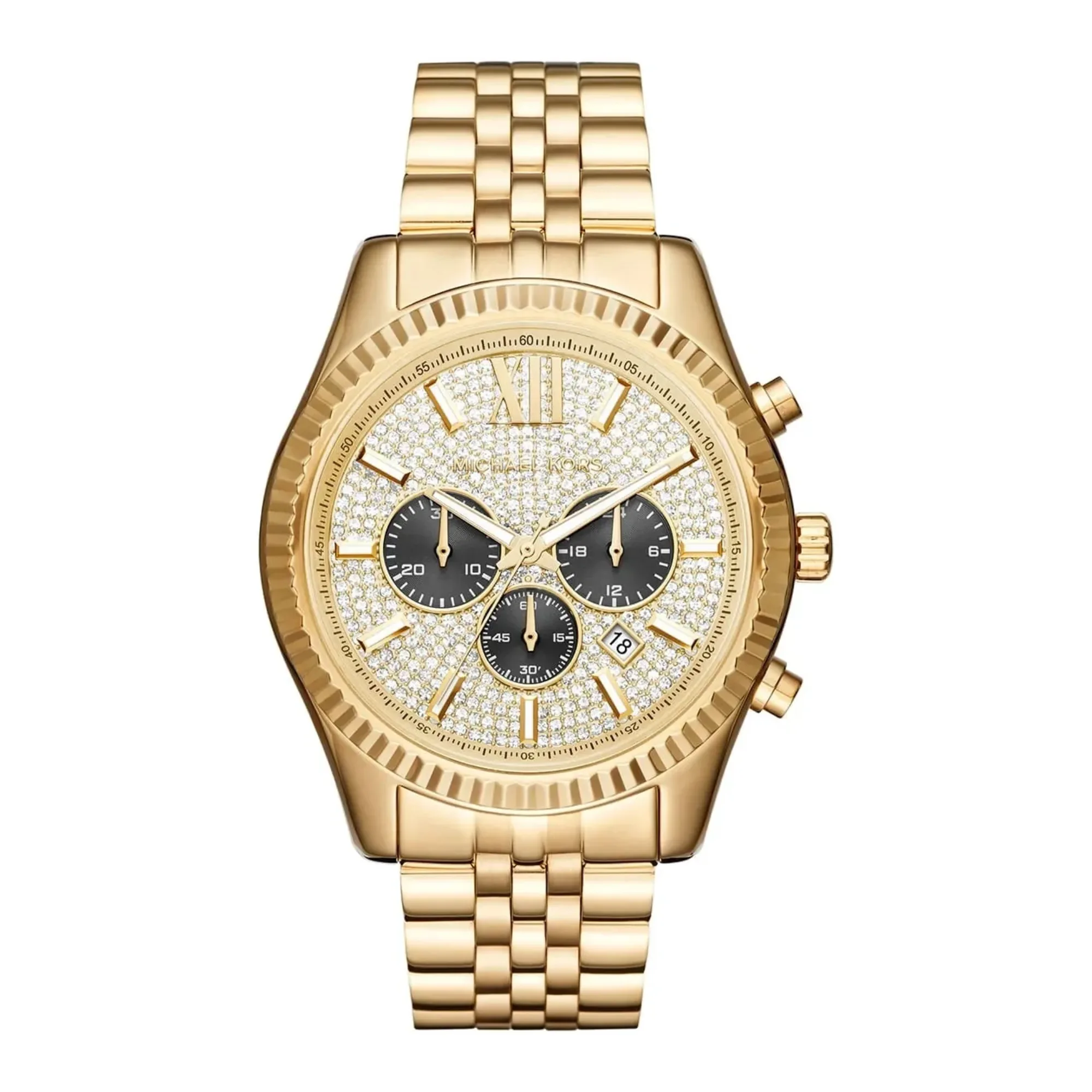 Michael Kors Lexington Men's Gold-Tone Pavé Chronograph Watch 44mm MK8494