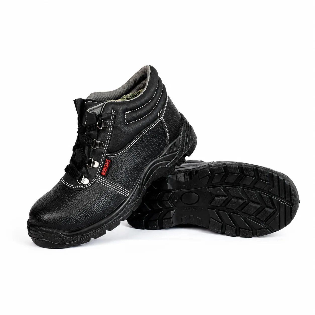 Worksafe Genuine Leather Steel Toe Safety Boot with Steel Midsole – Black