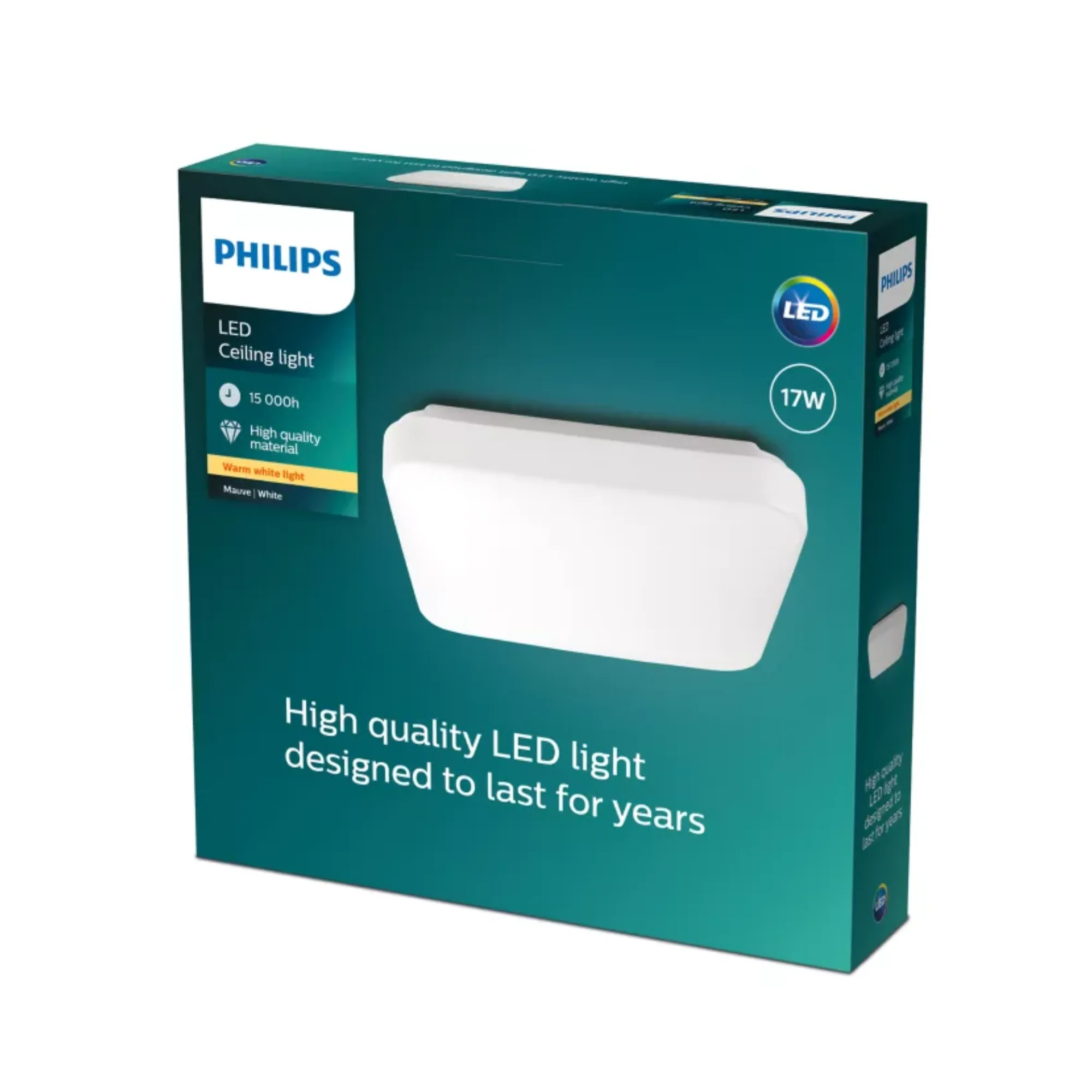 Philips Mauve LED Ceiling Light 17W Square Warm White L320