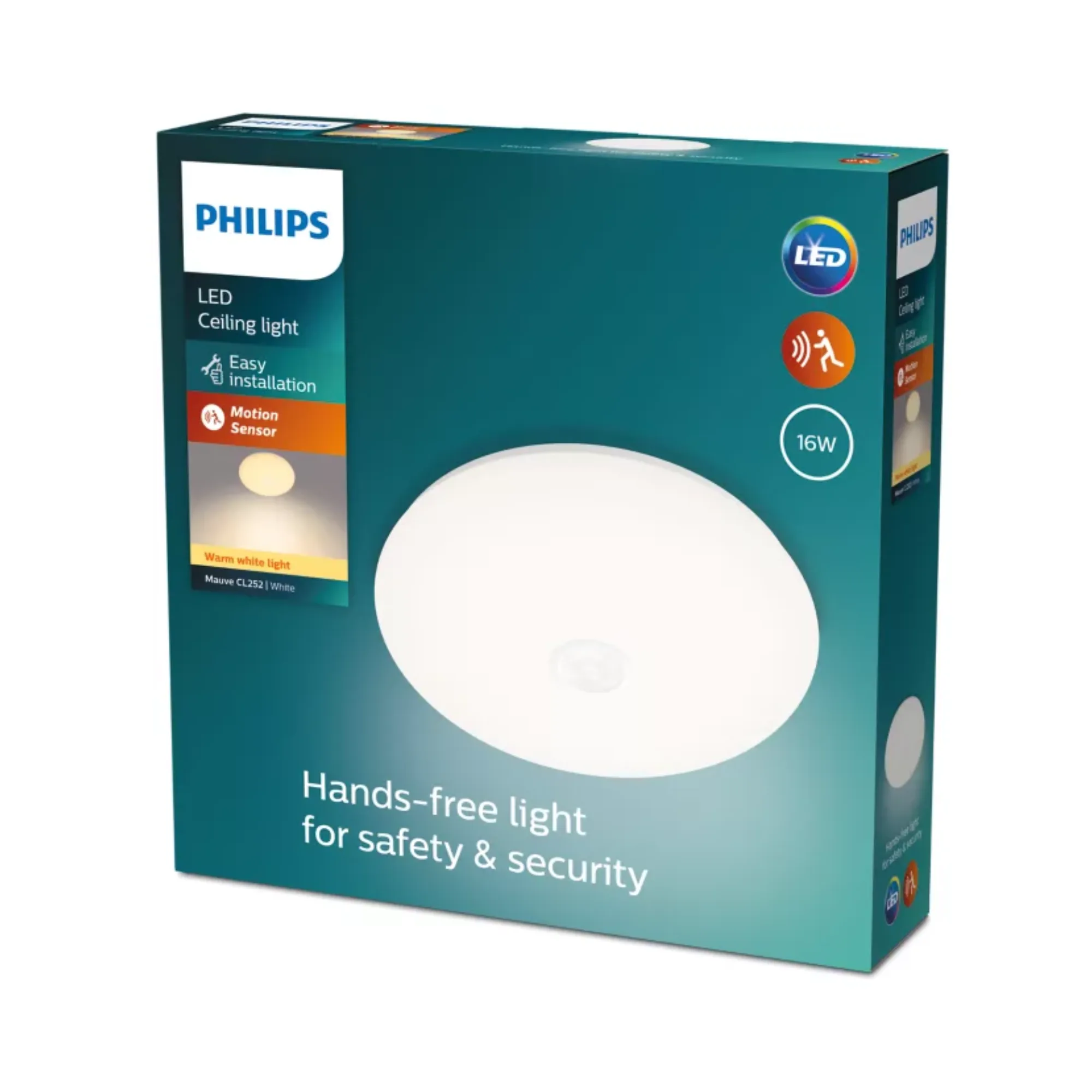 Philips Mauve LED Ceiling Light 16W Warm White Motion Sensor D320