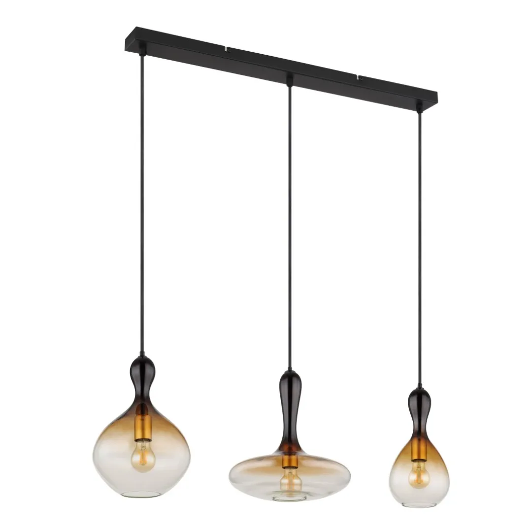 GLOBO Glass 3-Bar Pendant Amber 3xE27 L1015