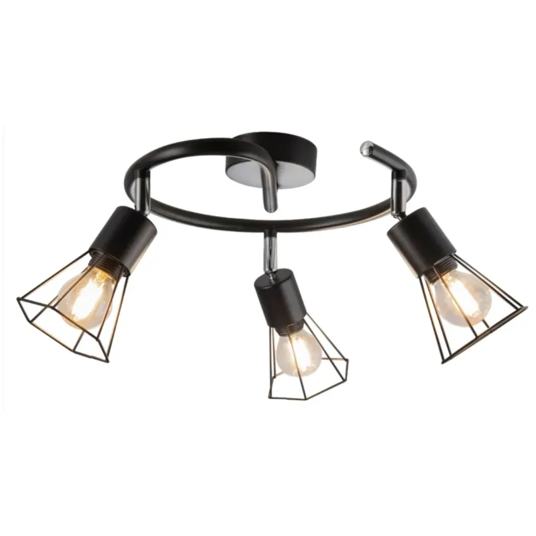 GLOBO TONI 3L Cluster Spotlight Matt Black 3xE14