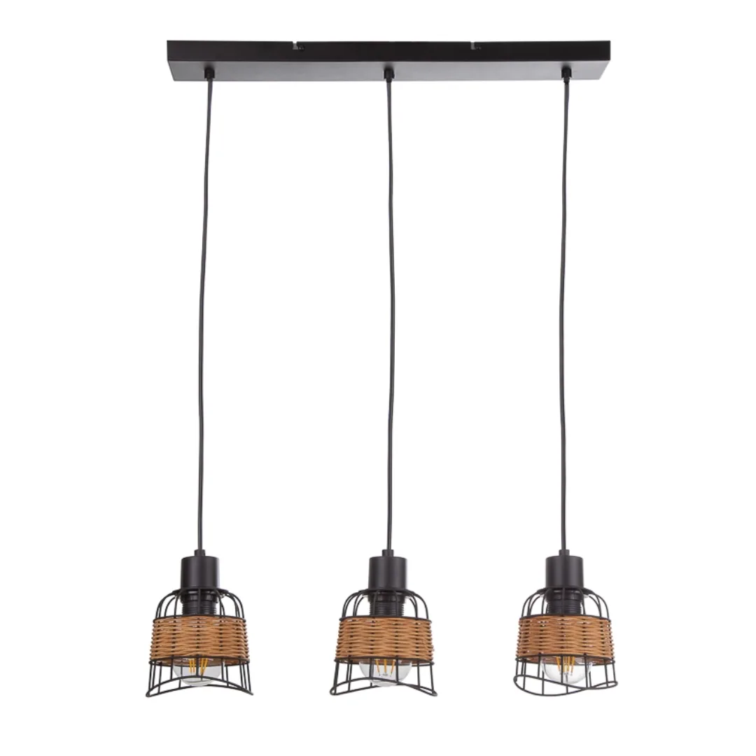 GLOBO ESRA 3-Bar Pendant Black Sand 3xE27 L570
