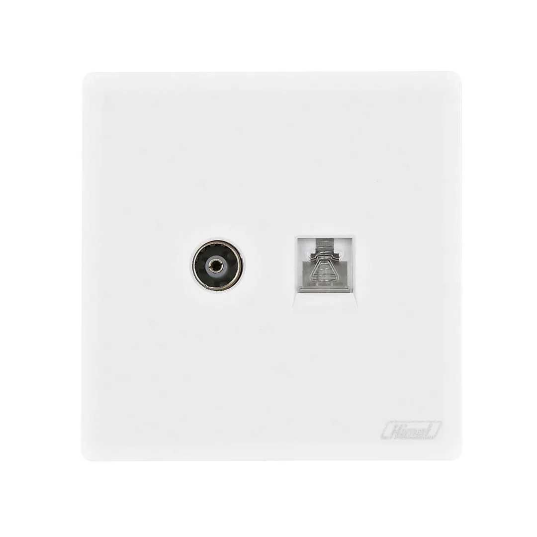 Himel Altivo 2 Gang Telephone & TV Socket White