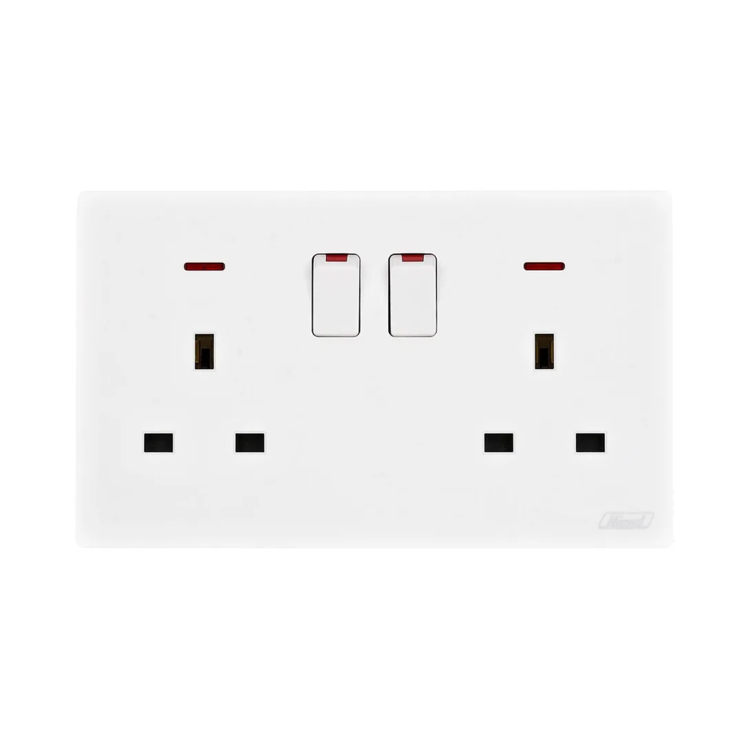 Himel Altivo 2 Gang 13A Switched Socket with Indicator White