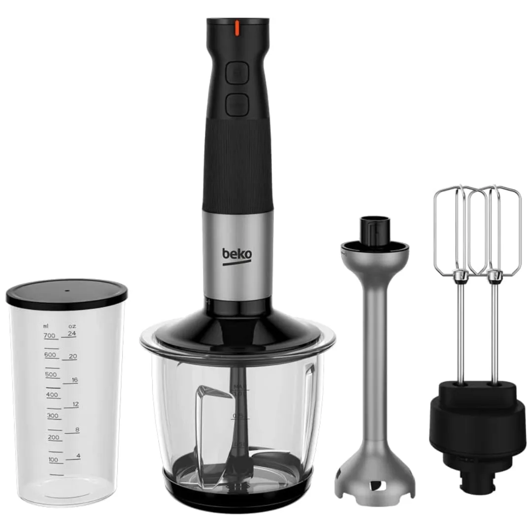 Beko Hand Blender 750W with Chopper, Whisk &amp; Glass Bowl HBA81762BX