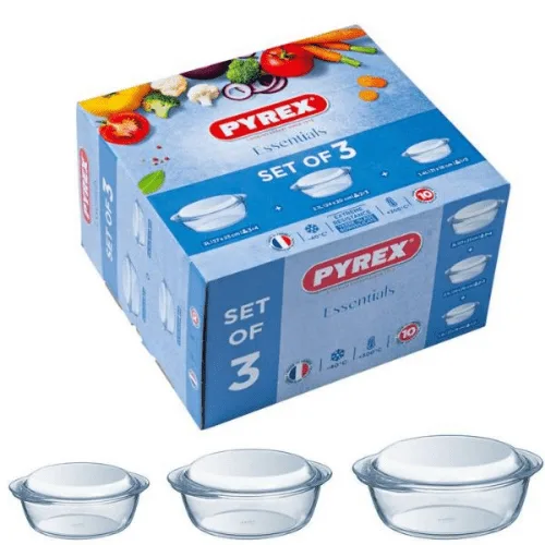 Pyrex Essential Round Casseroles 3Pc Set