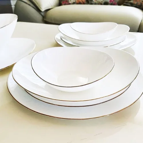Aurora Luxe - 24 Piece Asymmetrical Opal Dinner Set