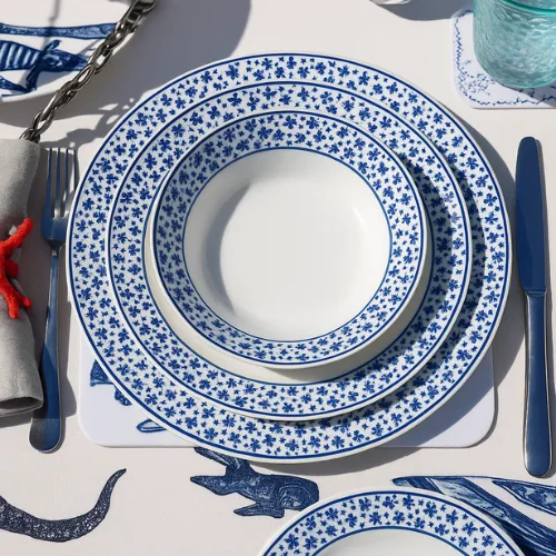 Azure Bloom 18-Piece Collection Dinner Set