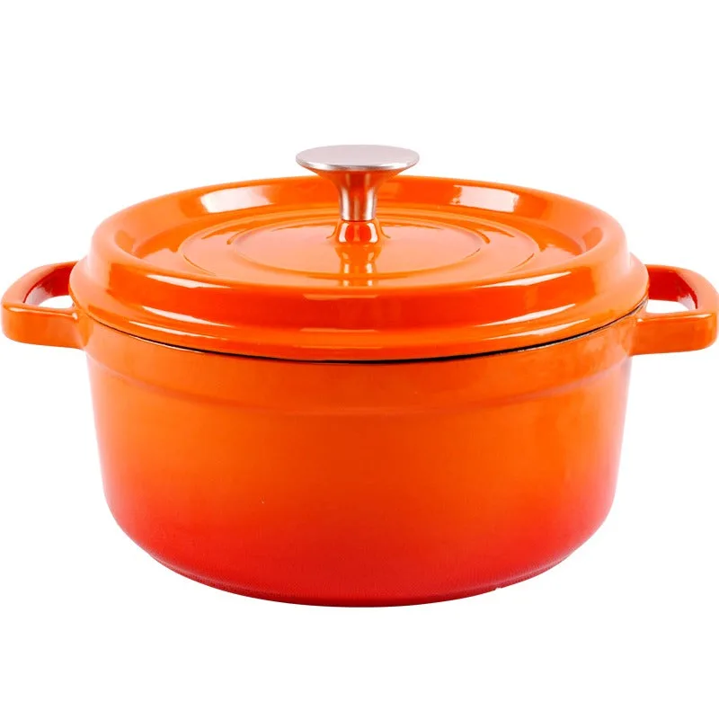 BA Cast Iron Enamelled Round Pot 24cm Orange HM-BA272