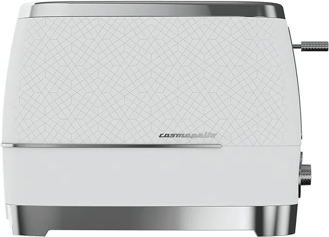 Beko Cosmopolis Retro Toaster 2-Slice Extra Wide Slot White Chrome TAM8202CR