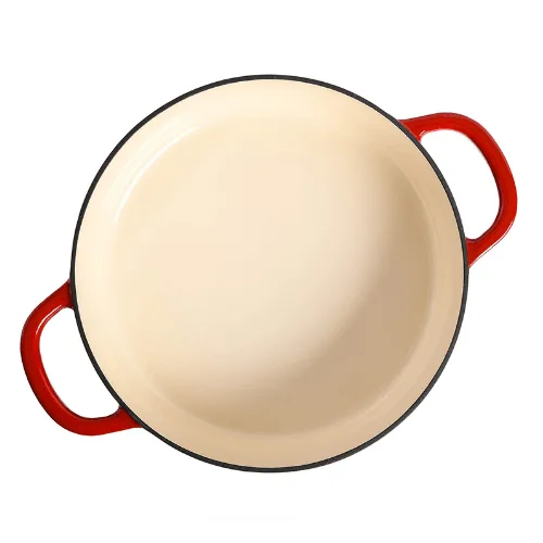 Enamelled Cast Iron Braiser/Frypan Round 31cm Red