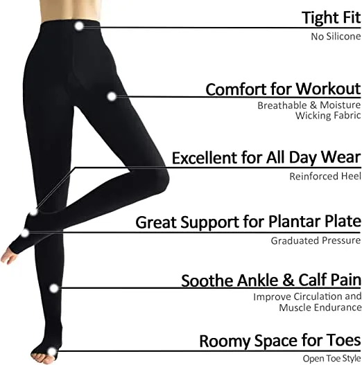 Original Ortho-Aid Pantyhose Compression Stocking-Open Toe (Level 1) Beige & Black