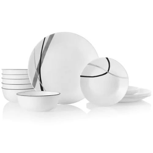 Corelle City Ribbon Chip-Resistant Dinnerware Set 18-Piece