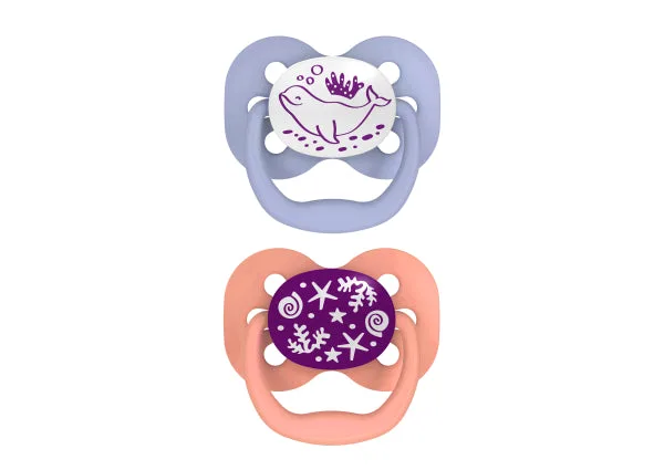 Dr Brown's Advantage Glow in the Dark Pacifier Stage 1 Pink 0–6M 2-Pack PA12003