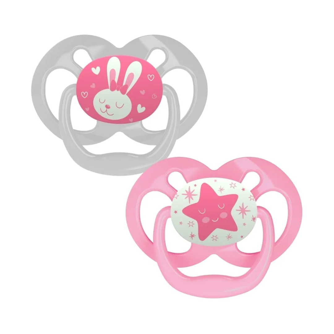 Dr. Brown's Advantage Glow in the Dark Soother 6-18 Month - Pink