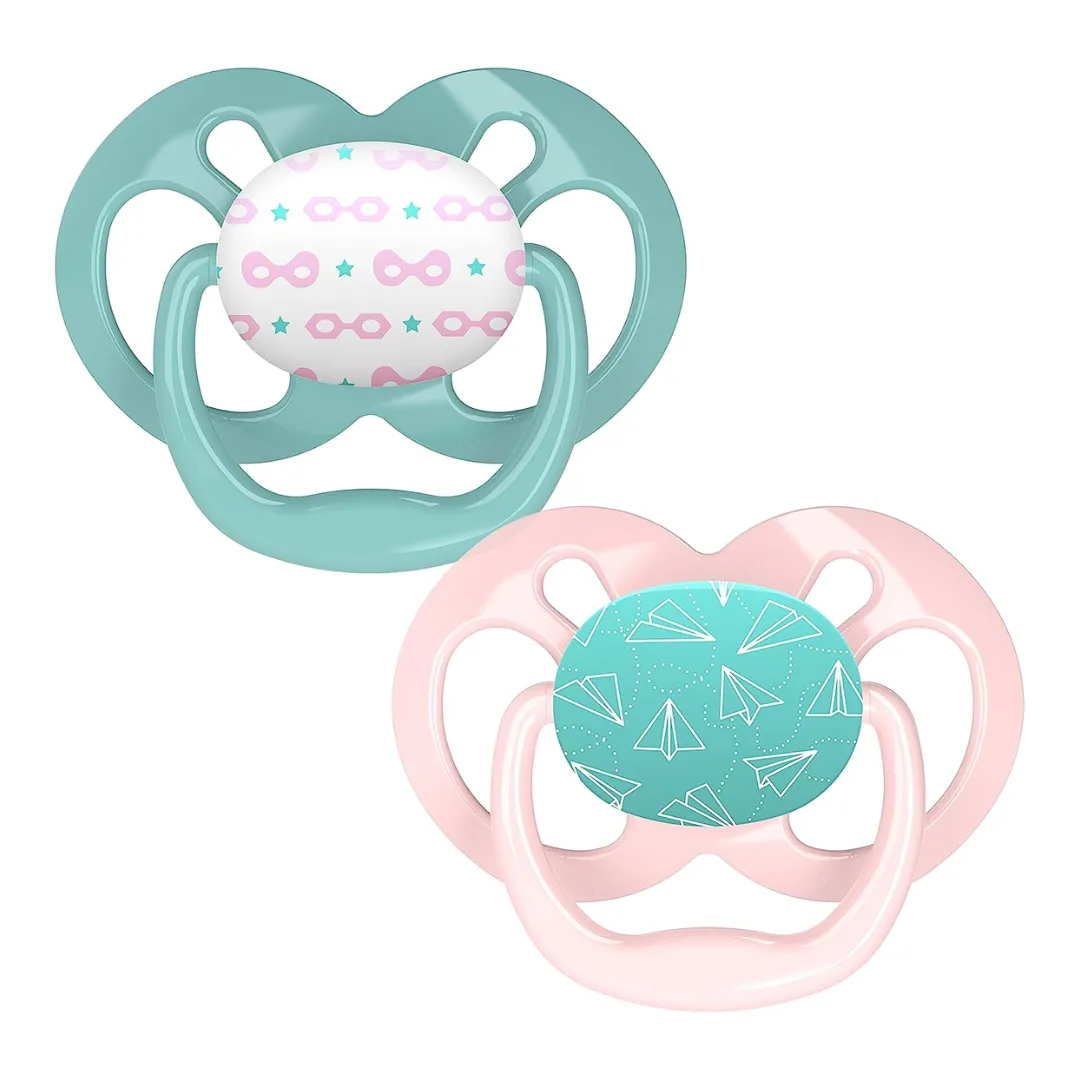 Dr. Brown's Advantage Symmetrical Pacifier Soother 6-18 Month - Pink/Green PA2201-INTLX