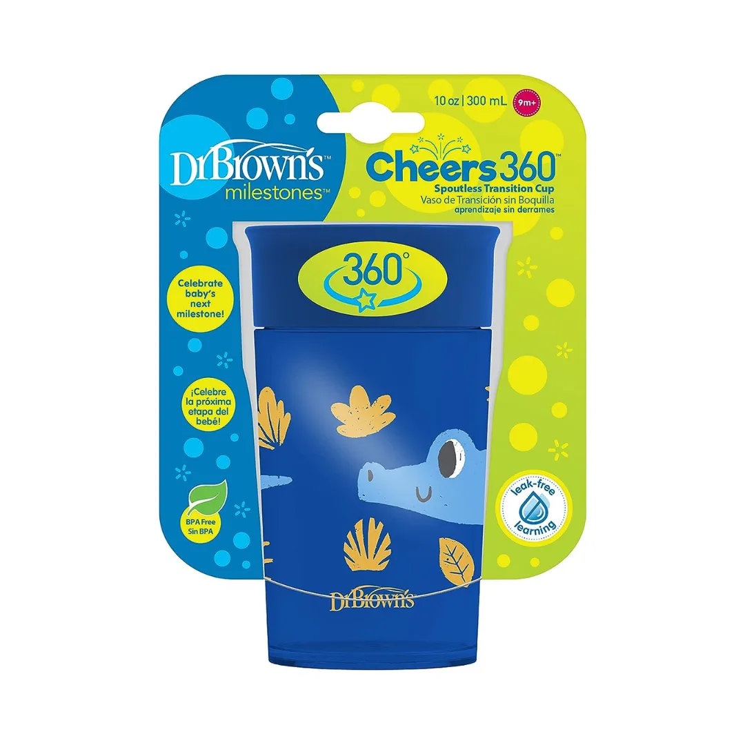 Dr. Brown's Cheers Training Sippy Cups 360 Blue Animal Deco, 300ML, 9m+-TC01094