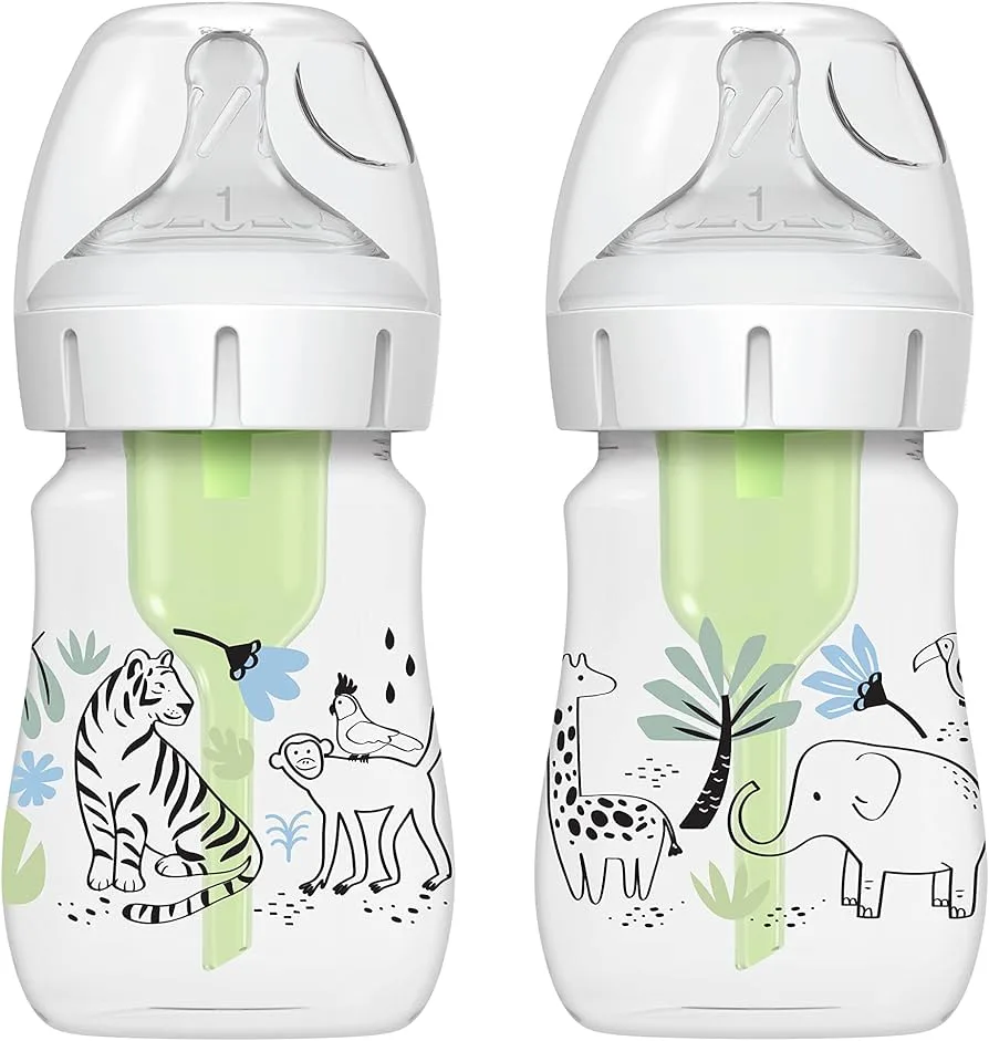 Dr. Brown's Natural FlowÂ® Anti-Colic Options+â¢ Designer Edition Jungle Decorations Wide Mouth-150ml-WB52014