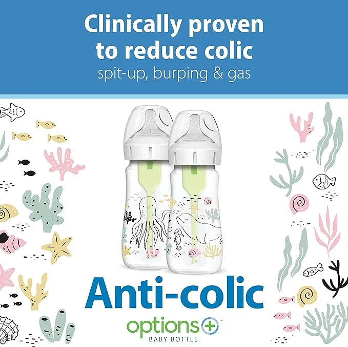 Dr. Brown's Natural FlowÂ® Anti-Colic Options+â¢ Designer Edition Jungle Decorations Wide Mouth-270ml-WB92028