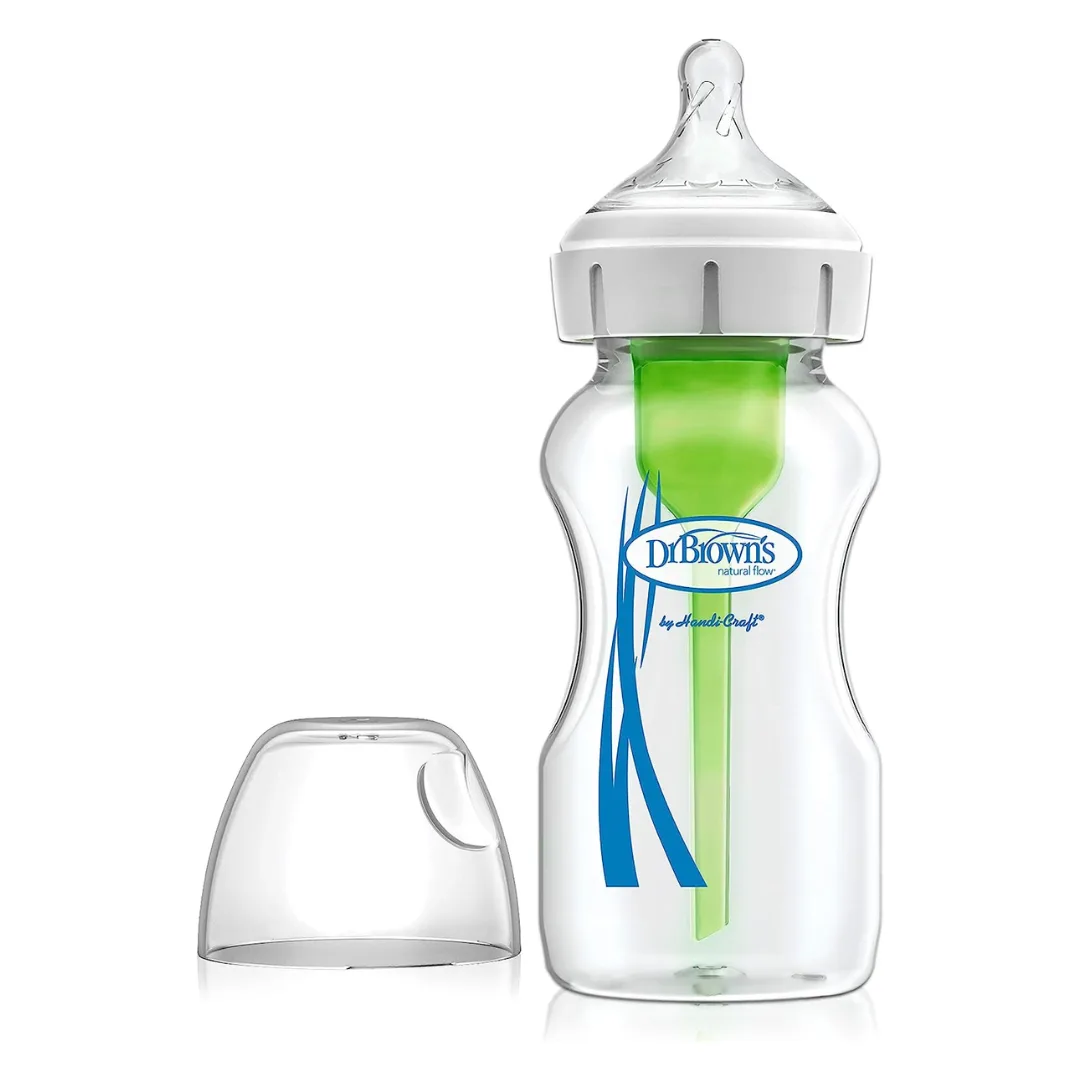 Dr. Brown's Options plus Baby Glass Bottle 270ml green With Level-1 Teat WB91700