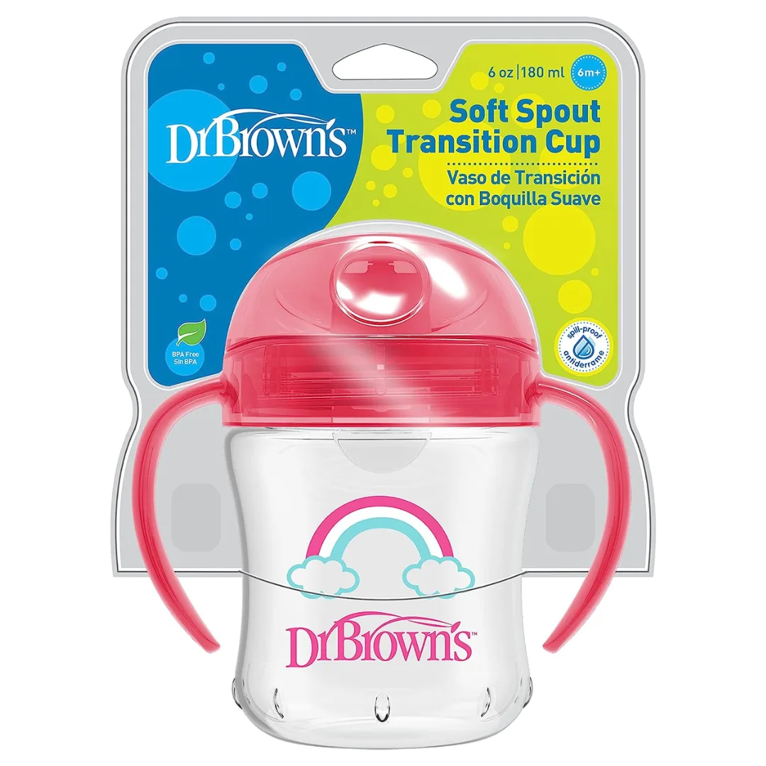 Dr. Brown's Soft Spout Toddler Cup with Handles, Pink-TC61003
