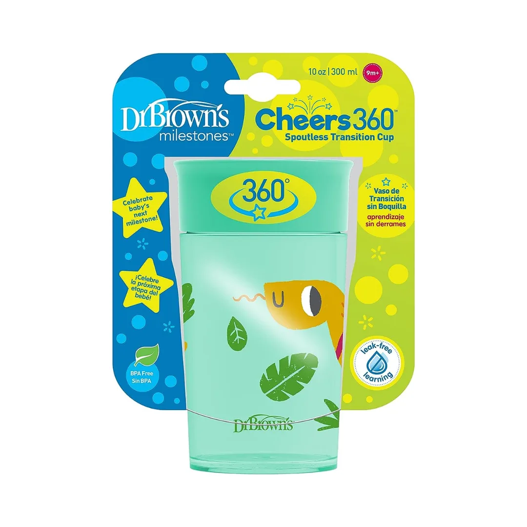 Dr. Brown's Training Sippy Cups Cheers360 Green Animal Deco, 300ML, 9m+-TC01095