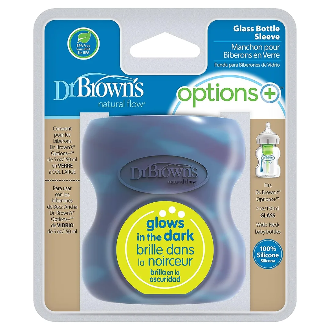 Dr. Brown's Wide-Neck 100% Silicone Baby Bottle Sleeve, Glow-in-The-Dark-AC208